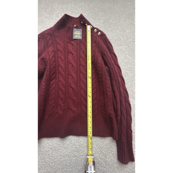 NEW CHARTER CLUB 2 PLY 100% CASHMERE MOCK NECK CABLE KNIT SWEATER XL BURGUNDY - Picture 9 of 11